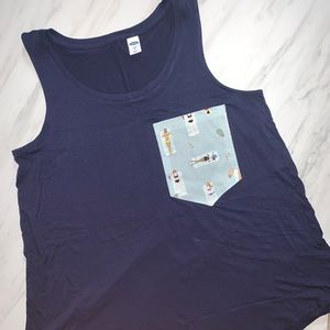 Old Navy Sleeveless Navy Top with Rifle Paper